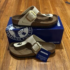 Birkenstock Gizeh Big Buckle Ecru Narrow Leather US 7